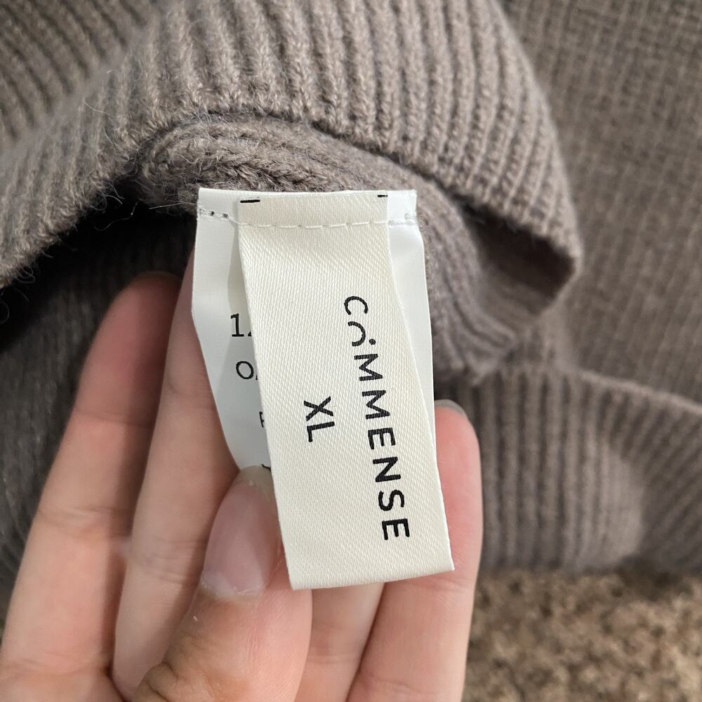 Commense Sweater Womens XL Gray Mock Neck Chunky Knit Contrast Stitch Pullover - Picture 6 of 7